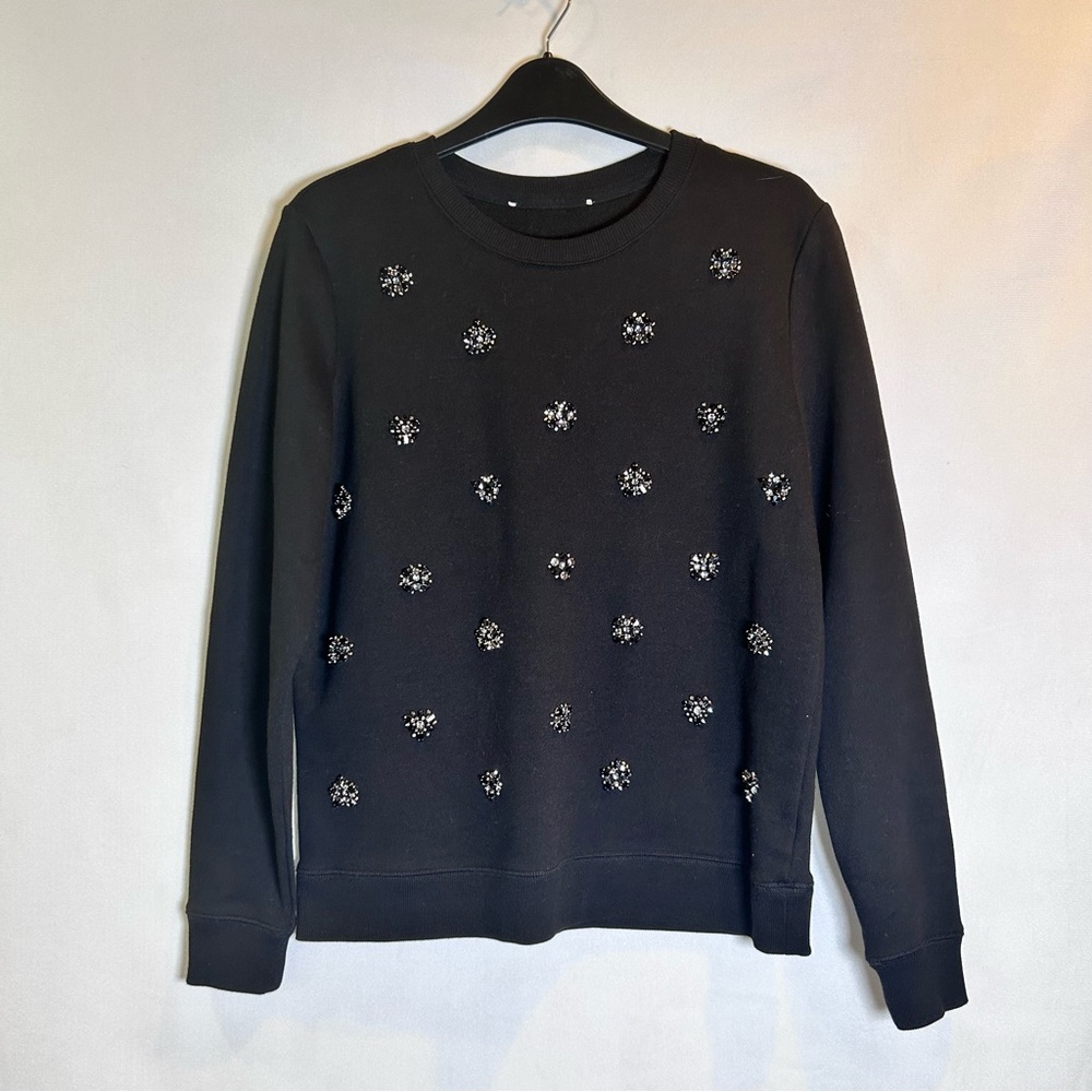 Michael Kors Black Crystal Embellished Bling Crewneck Sweatshirt Pullover. S/M